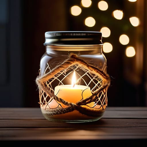 DIY Upcycled Glass Jar Lanterns with lace.