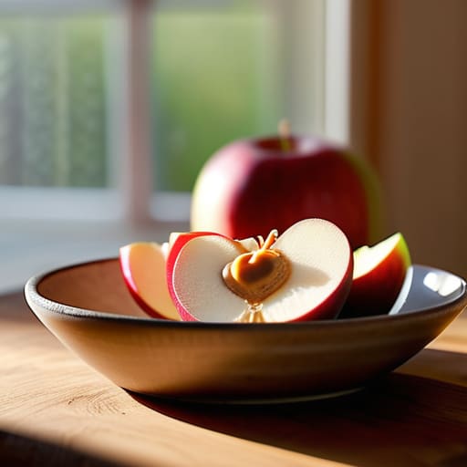 Healthy Apple Slices and Peanut Butter snack.