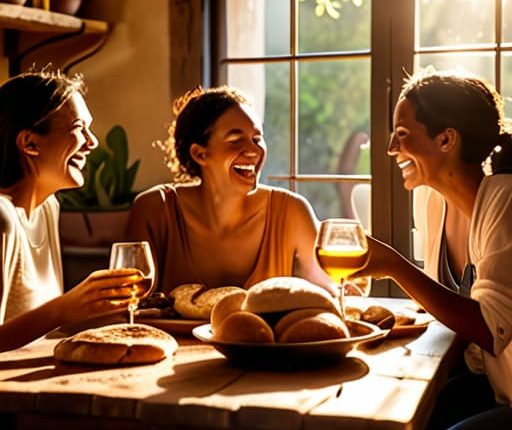 How shared meals build friendships through eating.