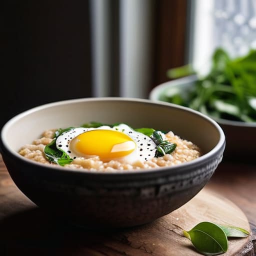 One-Pot Savory Oats with egg and spinach.
