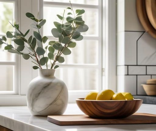 Kitchen organization ideas for clear countertops.
