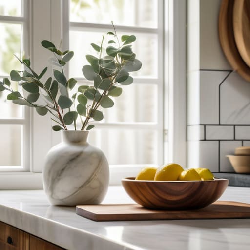 Kitchen organization ideas for clear countertops.